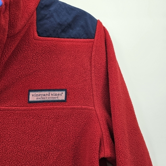 Vineyard Vines fleece unisex red and navy youth 1/4 snap pullover size XL - Picture 2 of 8